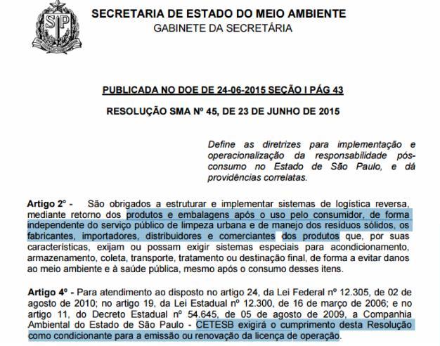 PNRS sendo efetivamente fiscalizada em duas frentes Nova regulação no Brasil pede que empresas dêem destinação às embalagens pós-consumo A Política Nacional de Resíduos Sólidos (PNRS, de 2010)