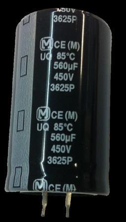 8 ilustra o condensador referido. Figura 5.8 Condensador CE series 3625P da Panasonic usado no filtro LC do conversor CC-CC. A Figura 5.