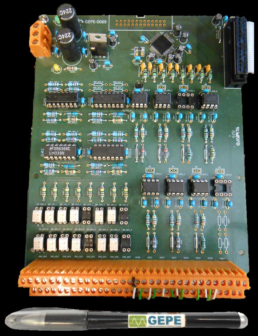 22 é apresentada uma placa do sensor de corrente. Figura 5.24 Placa do sensor de corrente utilizada no protótipo desenvolvido.
