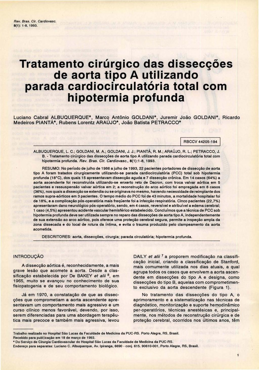Rev. Bras. Gir. Gardiovasc. 8(1): 1-8. 1993.