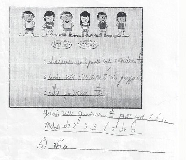 138 de pizza. Analisando os itens 4 e 5, temos uma ideia de como os alunos lidam com o invariante equivalência.