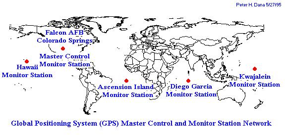 Componente de controlo Constituída por 5 estações de monitorização (rastreio) distribuídas ao longo do globo, das quais uma é a estação de controlo principal (MCS- Master Control Station).
