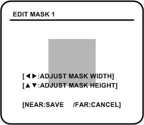 Zona de Privacidade Área de Instalação Mover câmera para a área a máscara. Em seguida, o menu para ajustar o tamanho da máscara serão exibidas.