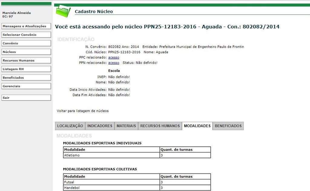 Acesso às Modalidades do Núcleo - PST 4.