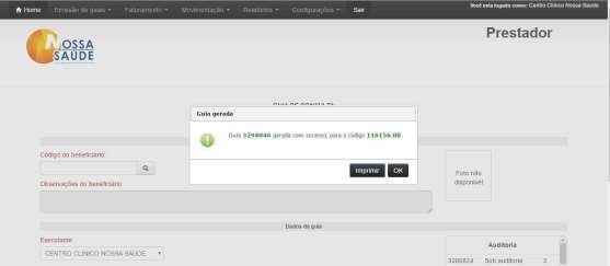 Se o regime for ELETIVO será emitida uma guia de consulta do código 10101012. Se o regime for URGENTE será emitida uma guia de consulta do código 10101039.