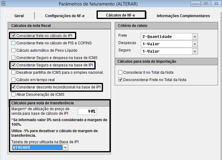 de enquadramento que deve ser utilizada de acordo com a situação do IPI na nota; 2. Informações da tributação da base de cálculo do IPI; 3.