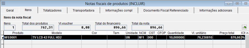 for necessário preencha o valor do produto; Obs: os demais campos serão