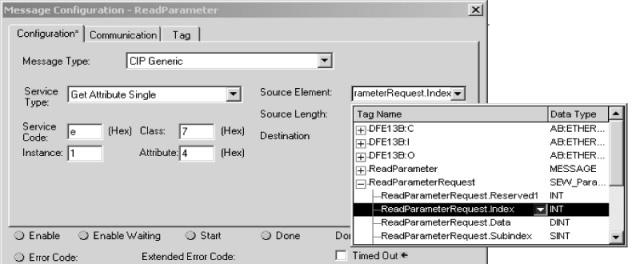4 Elaboração do projecto e colocação em funcionamento Configuração do mestre (Scanner EtherNet/IP) 11199AXX No menu dropdown "Source Element",