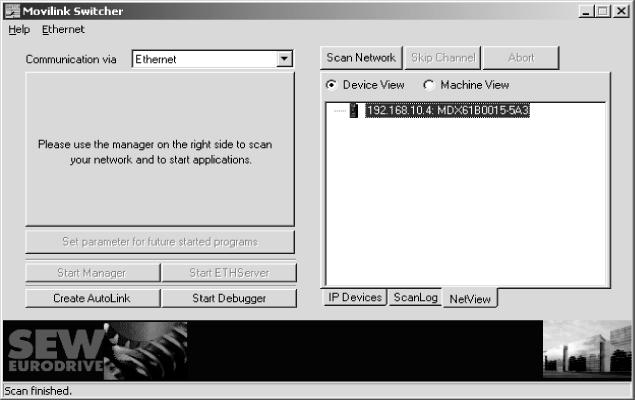 MOVITOOLS via Ethernet Opções de navegação 7 7 MOVITOOLS via Ethernet O software MOVITOOLS (versão 4.