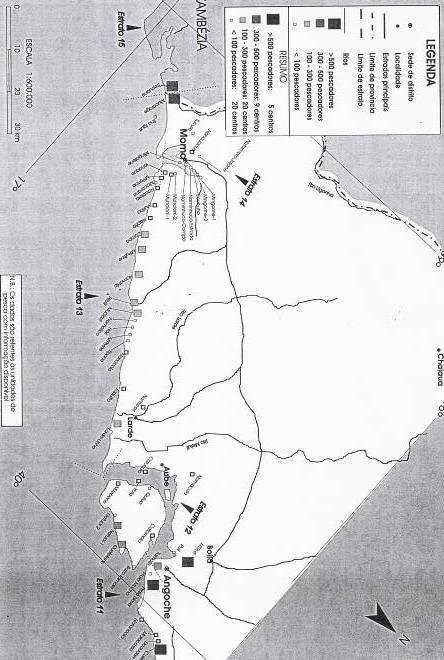 Figura 3: Mapa do último censo da pesca artesanal na Província