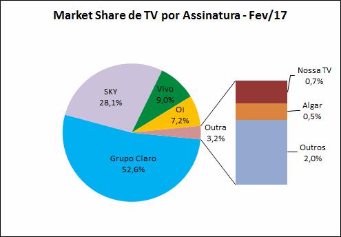 Outras operadoras de telefonia móvel também possuem seu serviço de TV por Assinatura, existindo também várias empresas menores.