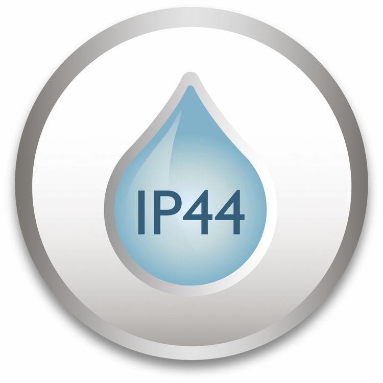 IP44 - Resistente às condições climatéricas contra salpicos de água. Este produto é mais comum e ideal para uma utilização geral no exterior.
