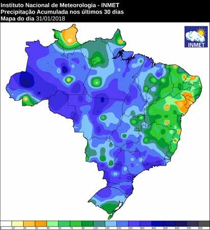 Na Região Sul, a precipitação acumulada em janeiro excedeu a média na maioria das localidades dos três estados (figura 1), contudo com maiores volumes e melhor distribuição temporal no Paraná, onde