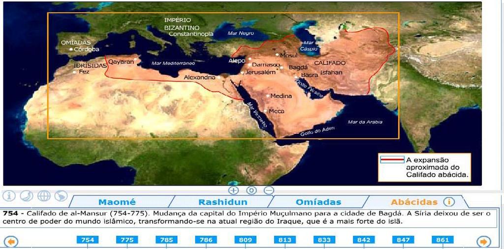 Expansão Abácida: Oriente Médio, Europa e África do Norte Os Abássidas a capital foi transferida para Bagdá, na Mesopotâmia.