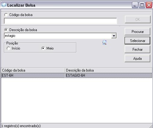 4 busca. Esta é uma forma do usuário encontrar a bolsa desejada, após encontrá-la ele deve pressionar SELECIONAR (verificar figura 4). Figura 4 I.