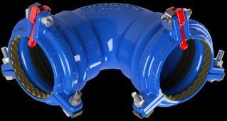 2001 Com bocas e sistema de bloqueio para tubo PE e PVC Corpo e anel de aperto: ferro fundido dúctil EN-GJS-500-7