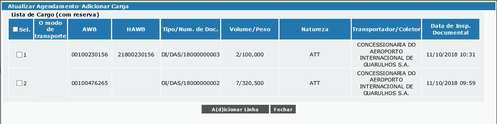 2.2 Adicionar Cargas de um Agendamento Além destas opções o usuário também pode adicionar mais cargas ao agendamento, clicando no botão Adicionar Carga, onde o sistema irá exibir uma tela com os