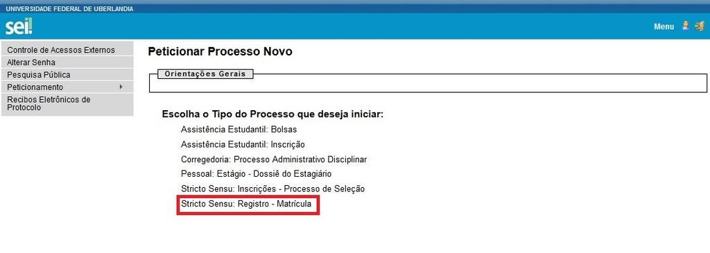 5) No item Especificação (resumo limitado a 50 caracteres), favor, indicar o seguinte texto Destinatário: PPGMQ - Matrícula_2019-1. OBS.