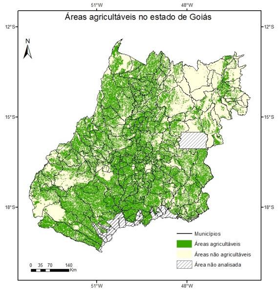 Tbel 4. Clsses ds texturs dos solos, em km² e percentgem, que estão ns áres gricultáveis do estdo de Goiás. Texturs Áre (km²) Áre (%) Arenos 242 0,5 Médi 54.6 33,23 Argilos 09.