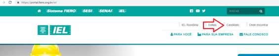 TUTORIAL INSCRIÇÃO EDITAIS IEL 1. Para realizar a inscrição o usuário precisa estar logado, para realizar segue os procedimentos abaixo: Clique sobre o menu Candidato.