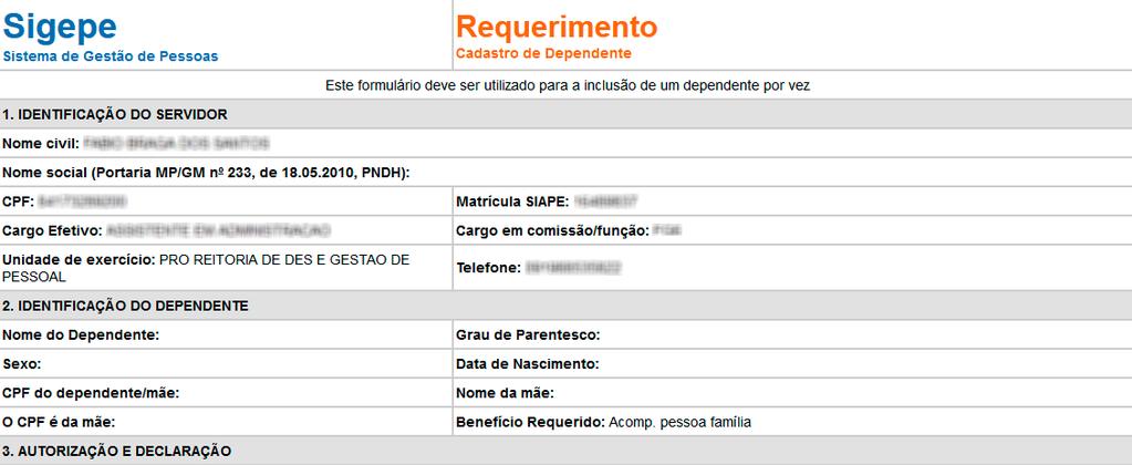 Passo 15 A próxima tela exibirá um resumo com as informações preenchidas no formulário. Resumo das informações do requerimento.