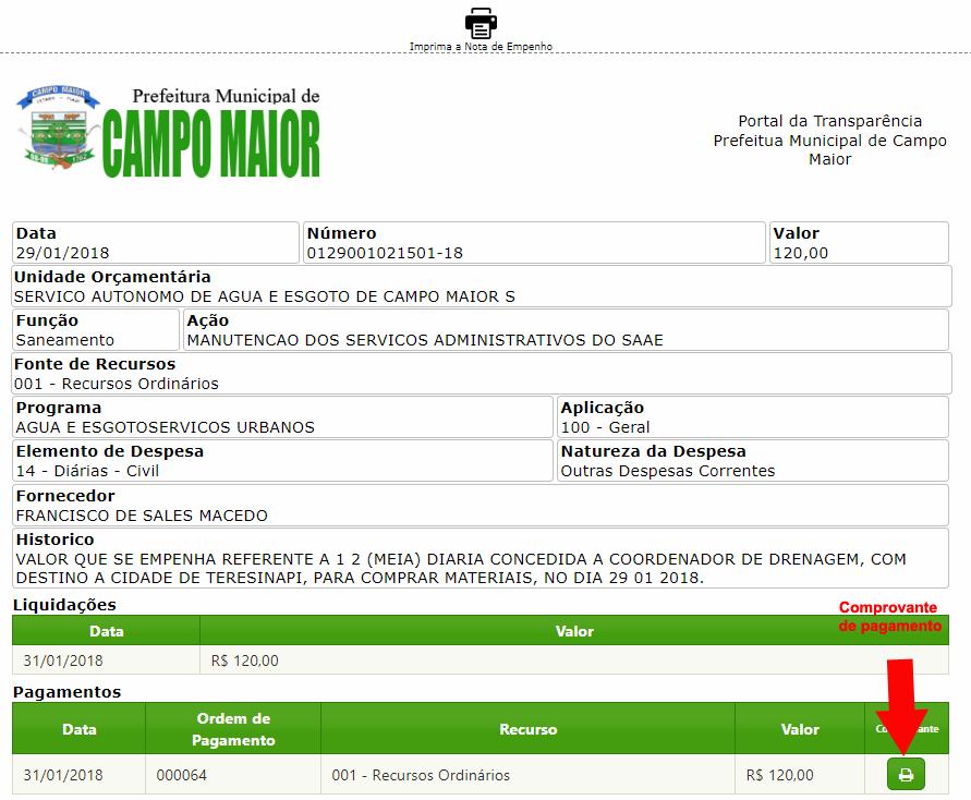 O sistema ainda permite criar uma versão para impressão das informações das diárias.