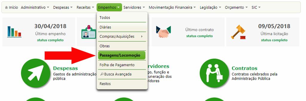 Principal > Empenhos > Passagens/Locomoção