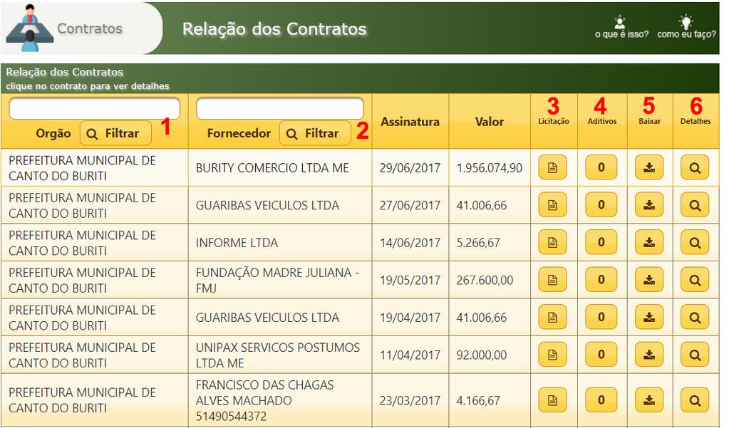 21 ADMINISTRAÇÃO Contratos e aditivos Para acessar os contratos vá em: Menu principal > Administrativo >