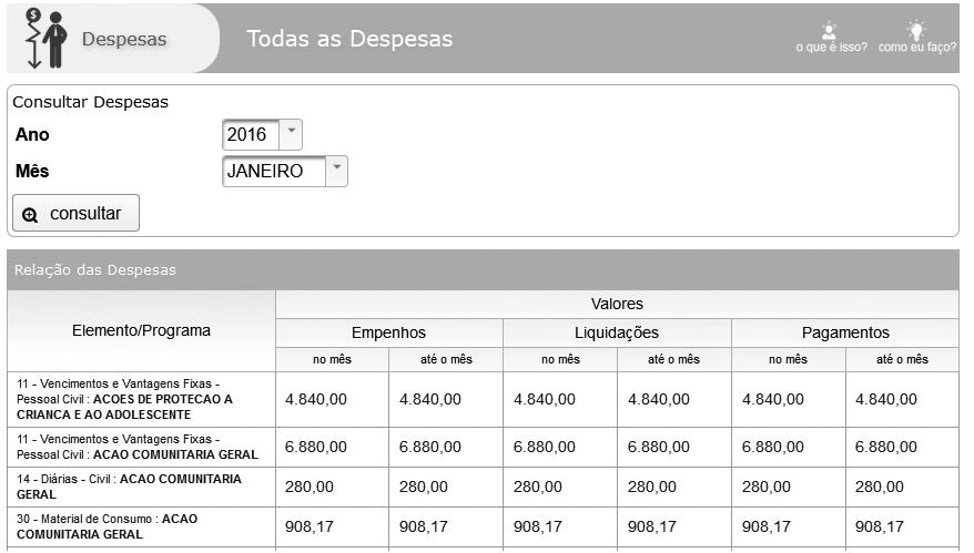 38 As Despesas aparecerão de acordo com a consulta