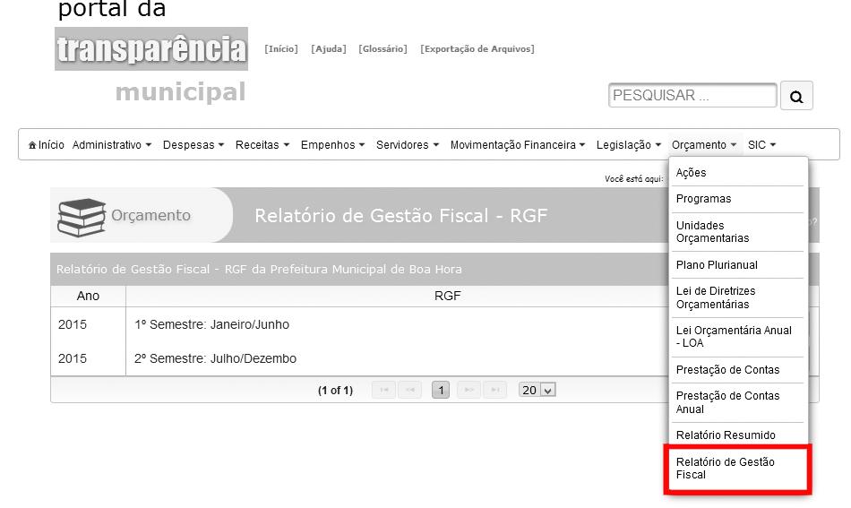 Resumido de Gestão Fiscal O Relatório de Gestão Fiscal pode