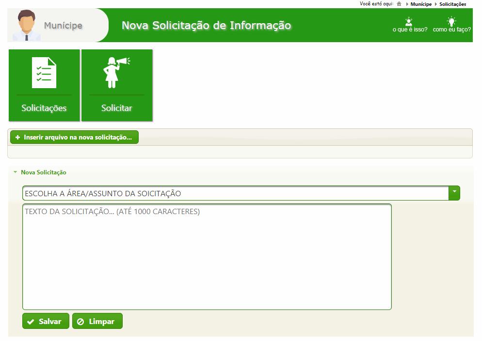 7 Formulário para pedidos de informação Os pedidos de informações de forma eletrônica feitas através do e-sic, que pode ser acessado à direita da página inicial, para