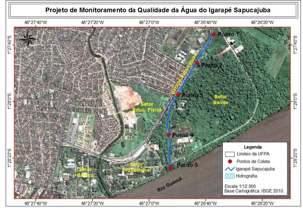 Figura 2 Localização georreferenciada dos Pontos de Coletas. Fonte: Autores, 2013. 3.4.AMOSTRAGEM O monitoramento deverá ser realizado num período de um ano.