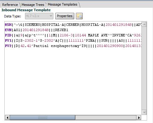 Clique na aba Message Trees para ver como os dados são estruturados. O Mirth organiza os dados da amostra. Explore os segmentos.