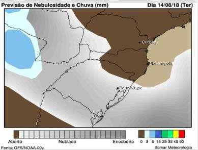 Dados Meteorológicos Previsão do tempo: A previsão é tempo aberto e firme durante praticamente toda a semana para os estados da região Sul do Brasil.