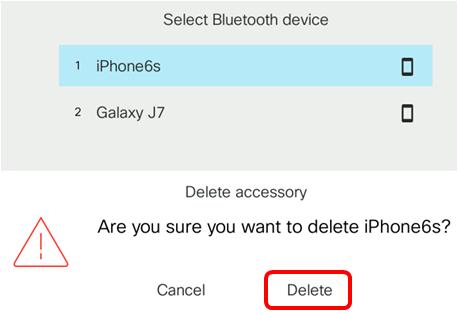 O dispositivo móvel deve ser removido da lista de dispositivos de Bluetooth. Etapa 9.