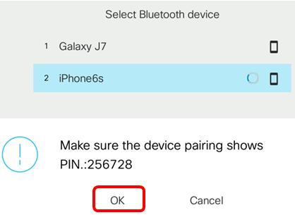 Uma vez que o dispositivo de Bluetooth foi emparelhado, um ícone da verificação estará indicado ao lado do dispositivo