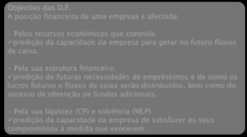 O que é a Estrutura Conceptual? Objectivo das D.F.