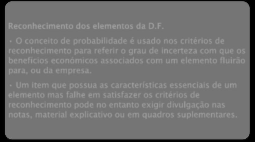 O que é a Estrutura Conceptual? Reconhecimento dos elementos da D.F.