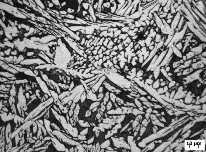 γ 2 Figura 47: Micrografia com aumento de 500x da mostra soldada com aporte térmico de 2,0 kj/mm.