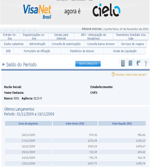 Atendimento eletrônico - URA (saldo do dia ou período) Extrato no site Flex Car Visa Vale