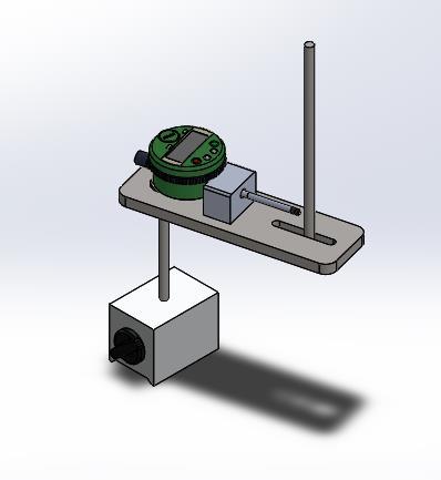 A concepção 1 consta de uma barra telescópica com um sensor LVDT no seu interior, com a capacidade de ser fixada pelas extremidades nas partes fixa e móvel da máquina.