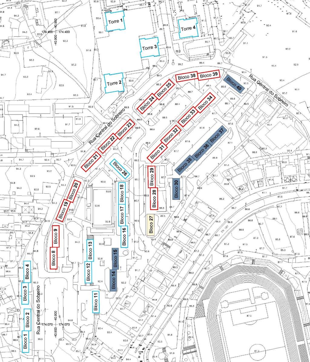 Blocos já reabilitados no âmbito da operação NORTE-10-0241-FEDER-000761 QREN (30, 35, 36, 37, 40, 14 e 15) Bloco