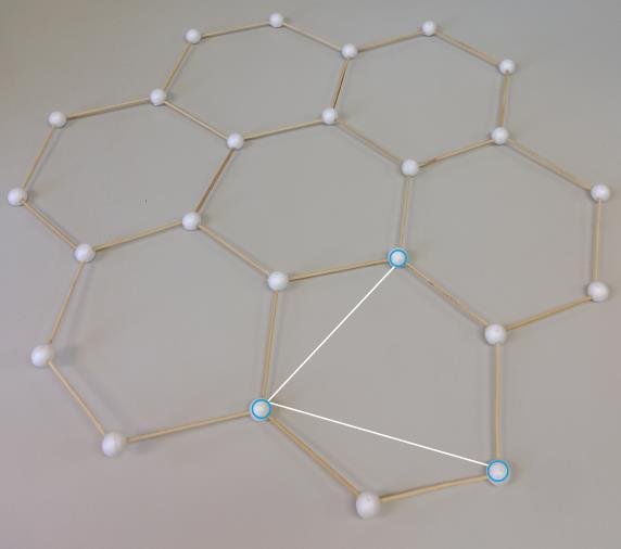 29 Essa rede hexagonal pode ser entendida como uma superposição de duas estruturas (subredes) triangulares, onde cada hexágono unitário no espaço real esteja formado por dois átomos de diferentes