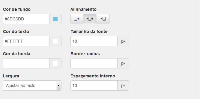 como cor do fundo, tamanho da fonte, cor e estilo da borda e espaçamento do