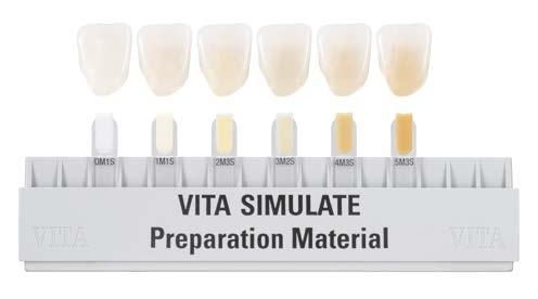 Conceito de cor Impacto da cor do preparo numa coroa, que foi injetada de uma pastilha HT da cor 2M2P: Se áreas maiores de dentina forem incluídas, em caso de dúvida, selecione uma pastilha T com