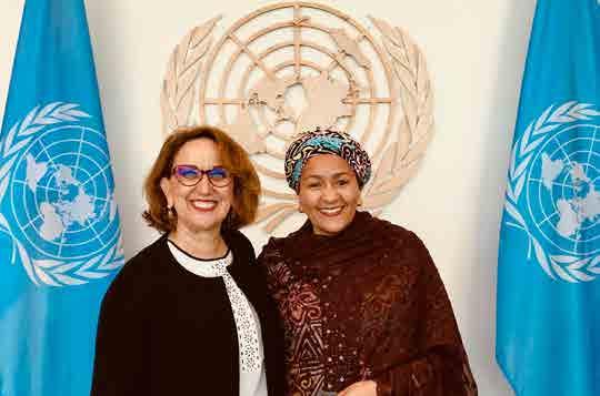 A Secretária-Geral Ibero-Americana, Rebeca Grynspan, com a Vice Secretária-Geral das Nações Unidas, Amina J. Mohammed, em 2017. Imagem: Nações Unidas.