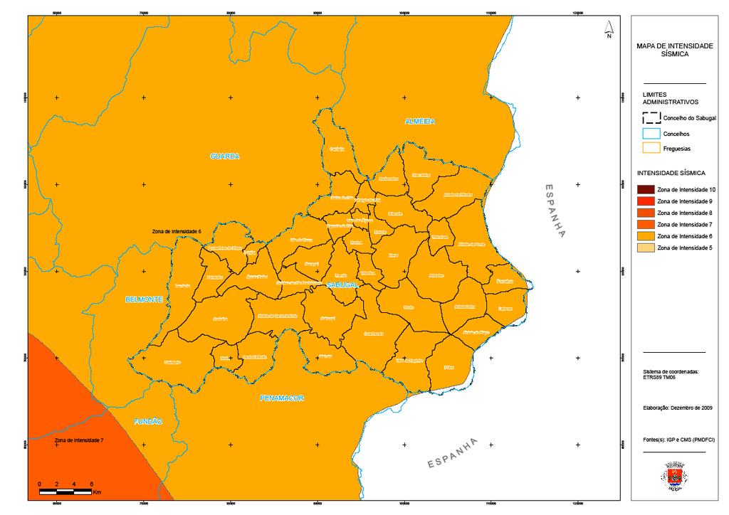 Figure 21 Tipologia de Risco de Sismo Incêndios Florestais Os incêndios florestais são considerados catástrofes naturais, mais pelo facto de se desenvolverem na Natureza e por a sua possibilidade de