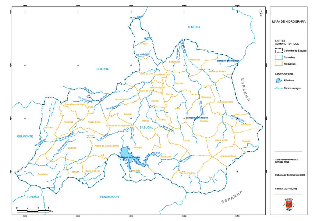 2.4 Hidrografia Figure 5 - Mapa Hidrográfico do Concelho do Sabugal Todo o território concelhio é recortado por uma rede hidrográfica relativamente densa.