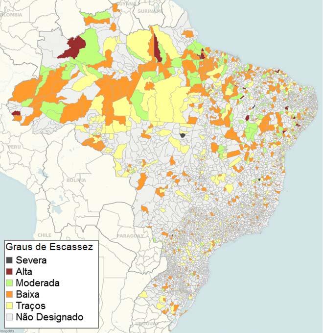 Brasil, 2012: Distribuição dos municípios segundo