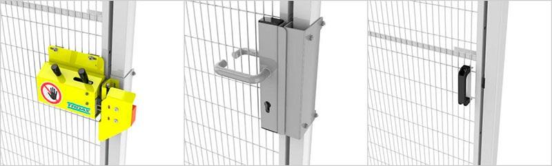 Porta articulada dupla Fechadura com Safe Lock, fechadura de cilindro e fechadura magnética.